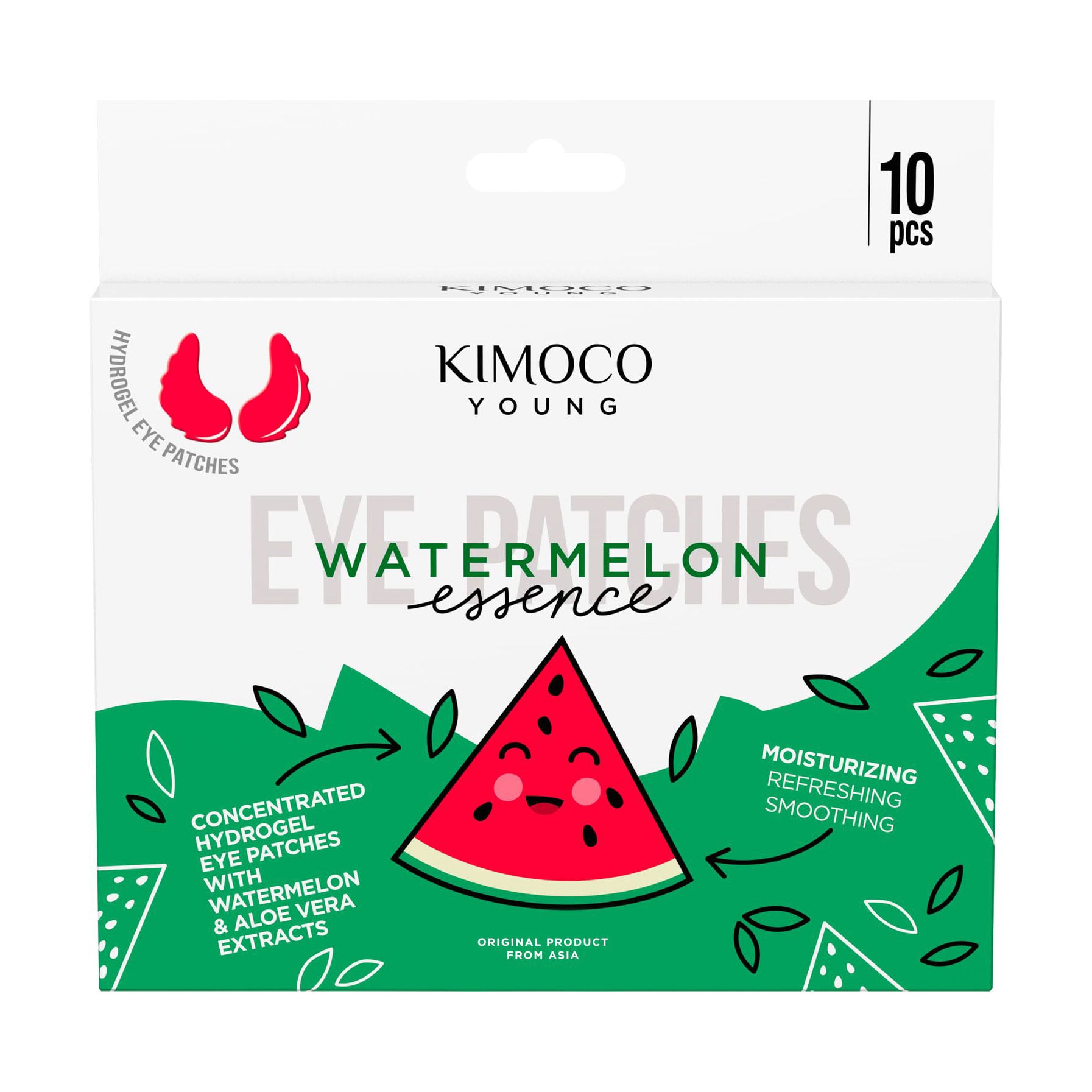 Зволожувальні гідрогелеві патчі для шкіри навколо очей Kimoco Young Concentrated Hydrogel Eye Paches Watermelon Essence, 10 шт